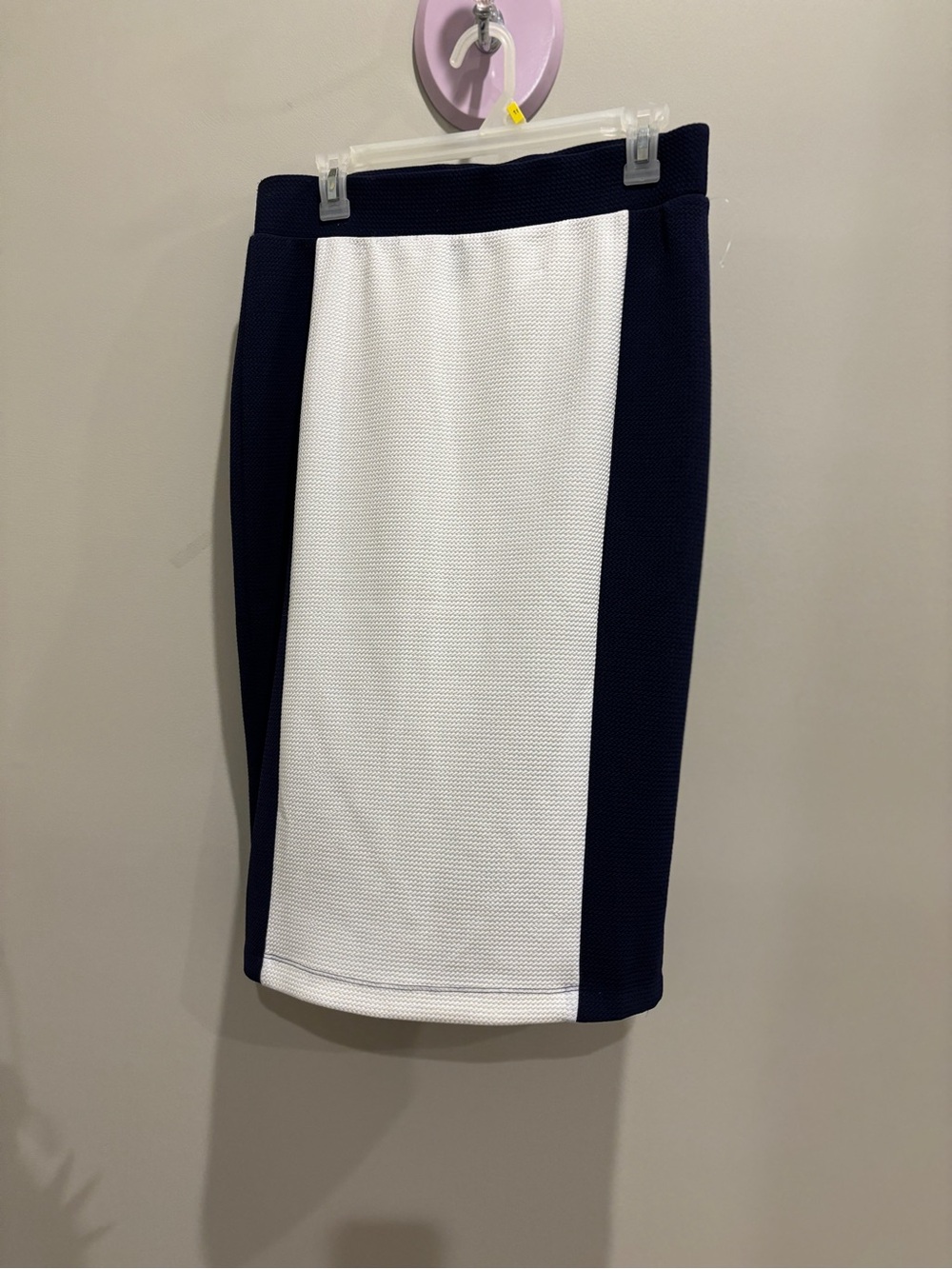 Courtenay Navy and White Colorblock Pencil Skirt, Medium